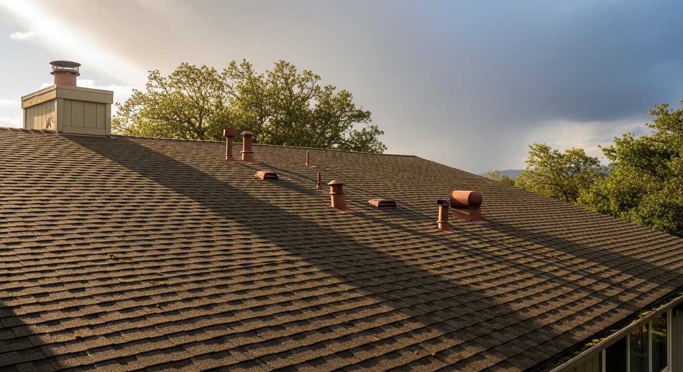 “Residential roof exposed to sun, wind, and changing weather conditions”